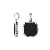 Handcrafted Sterling Silver Black Shell Cushion Pendant With Balinese Frame Design.